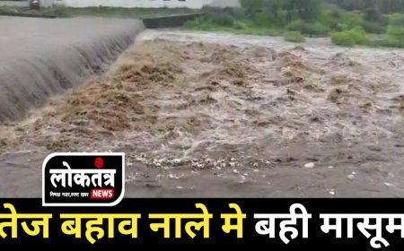 धामनोद तेज बहाव पुलिया पार करते समय पैर फिसलने से बही मासूम