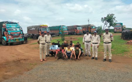 नागलवाड़ी पशुओं का अवैध परिवहन करते  6 आईसर वाहन सहित  110 पशु जब्त 11 आरोपी गिरफ्तार