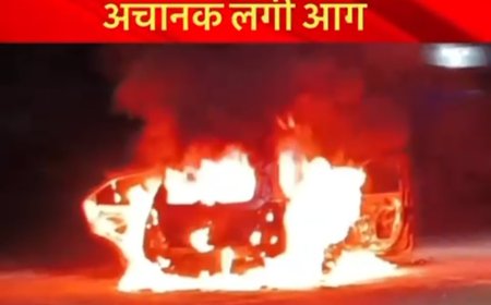 जबलपुर चलती कार में लगी अचानक आग,धु -धु कर जल उठी कार