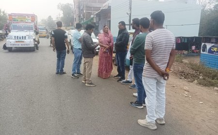 नगर में बढ़ते यातायात दबाव को कम करने के लिए फोरलेन सड़क निर्माण कार्य का निरीक्षण संपन्न