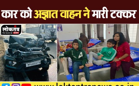 धामनोद अज्ञात वाहन ने कार को मारी टक्कर बुजुर्ग की मौत