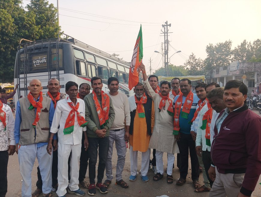 बिहार में एनडीए की जीत पर पलेरा में भाजपा कार्यकर्ताओं का जश्न